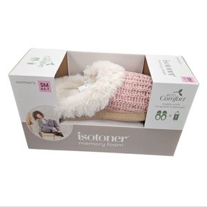 ISOTONER Ladies Memory Foam Hoodback Slippers Pink Sparkle evening sand SmallNIB